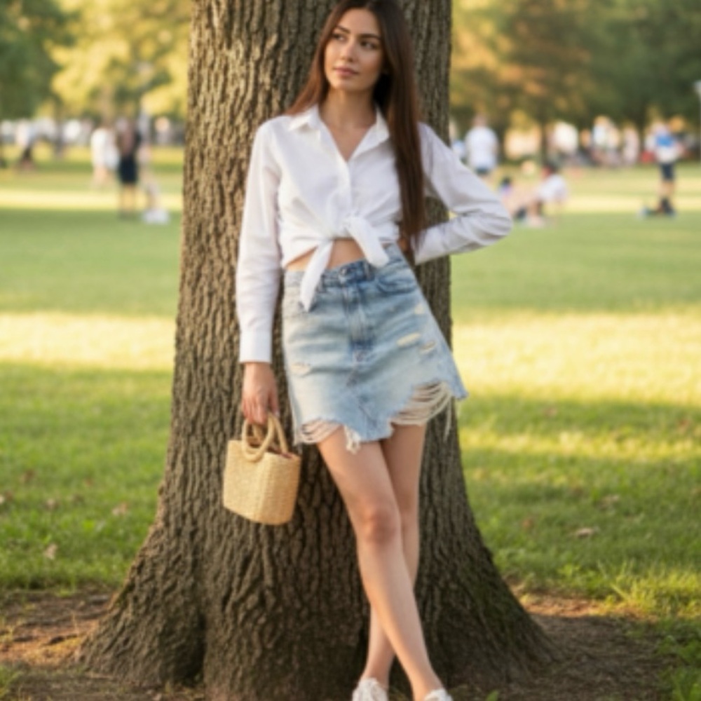ZARA THE MINI SKIRT PASADENA BLUE SIZE MEDIUM